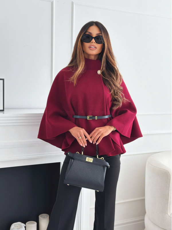 New Stand Collar Batwing Sleeves Cloak Top With Belt Ins Fashion Temperament Jacket Woolen Sweater Outwear For Women Clothing - Image 10