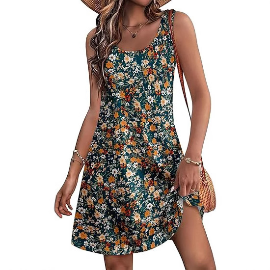 Casual European And American Garden Collar Printing Dress - Image 6