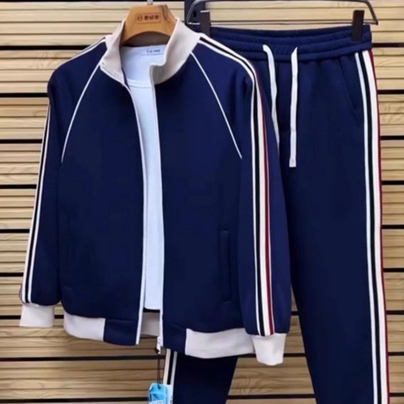 Men's Stand Collar Casual Striped Suit