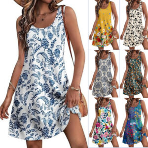 Casual European And American Garden Collar Printing Dress